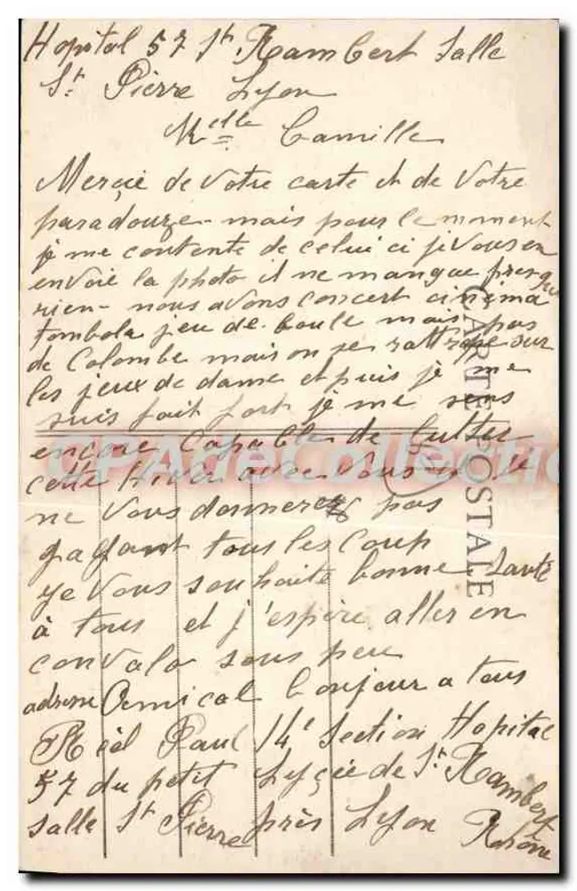 St-Rambert-l'Île-Barbe (Rhône) — Kleine Schule, Zweigstelle der Schule Ampère — Ansicht mit handschriftlicher Schrift - Rückseite