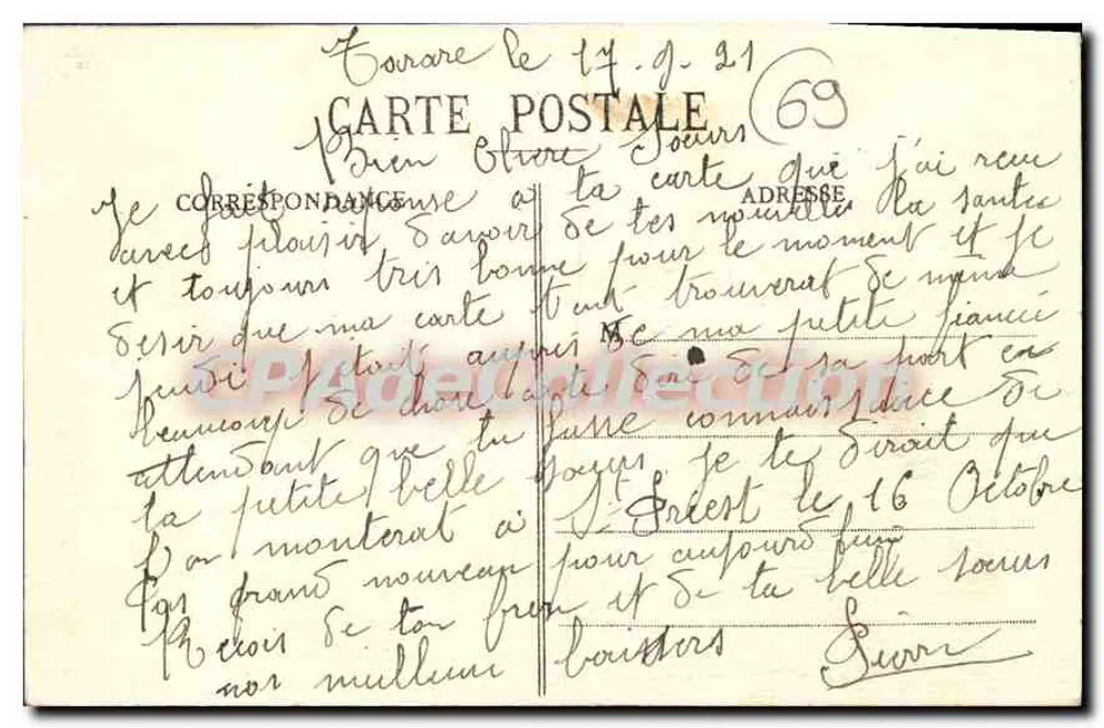 Tarare (Rhône) — Vue générale (prise de Sainte-Madeleine) — éditeur non identifié, n° de série non visible - Verso
