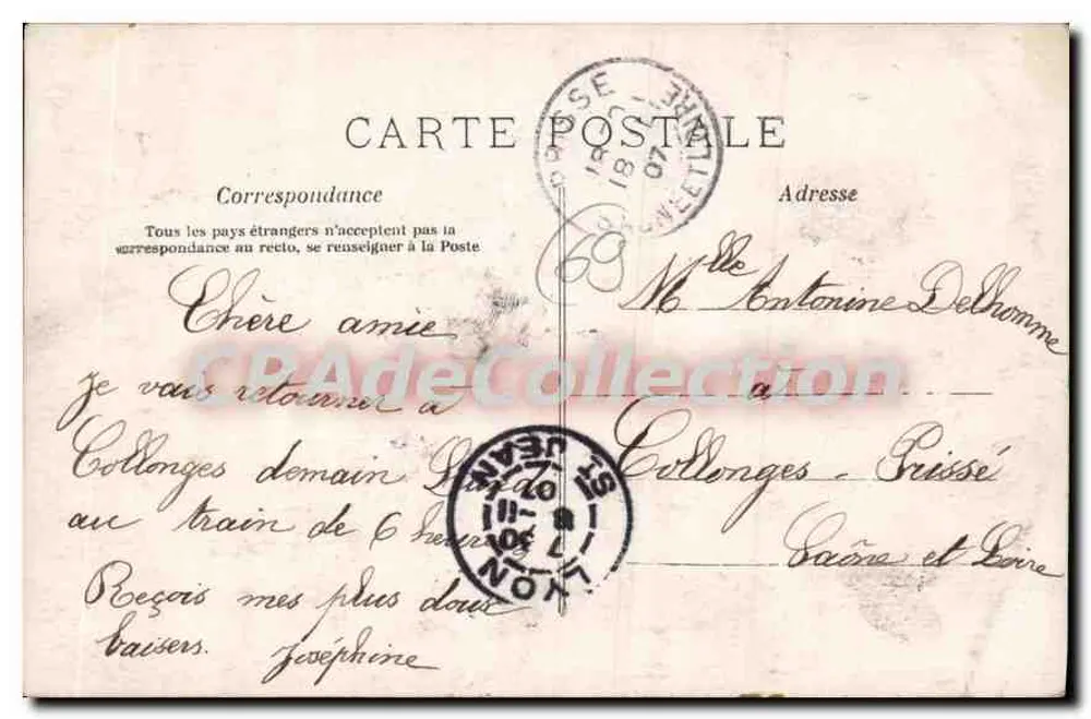 Lyon - Hôtel de Ville — Souvenir de Lyon — Éditeur Édil Lyon - Verso