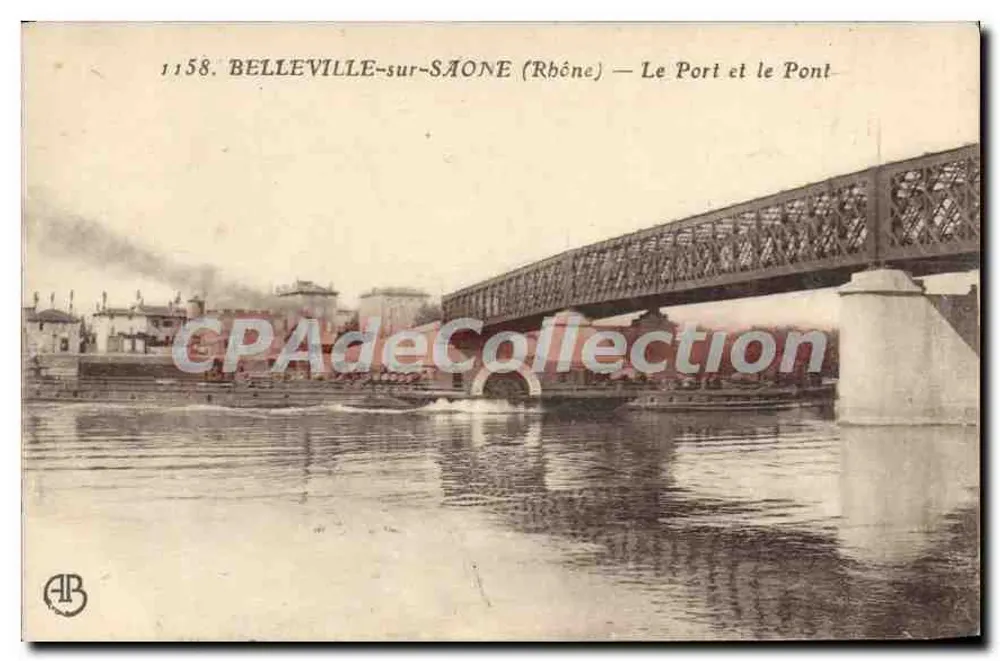 BELLEVILLE-sur-SAÔNE (Rhône) — Der Hafen und die Brücke - Vorderseite