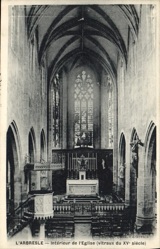 L'ARBRESLE — Innenansicht der Kirche (Glasfenster des 15. Jahrhunderts) — Druck von Pipard, L'Arbresle - Vorderseite
