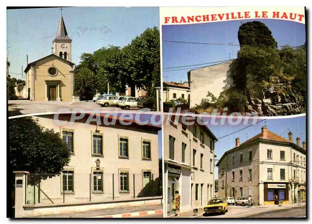 Francheville-le-Haut — vista da capela, da rocha e dos comércios — Ed. J. Cellard - Frente