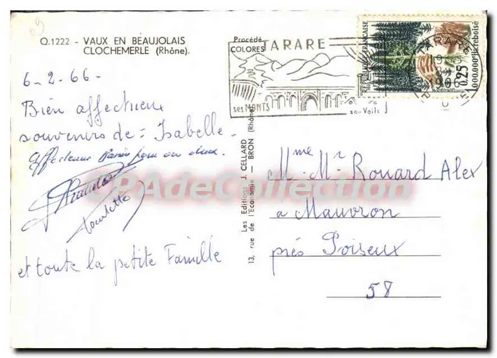 Vaux-en-Baujolais — Clochemerle — Verlag J. Cellard - Rückseite