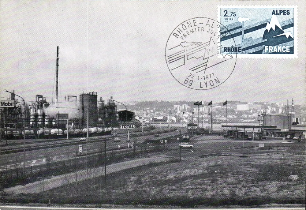 Lyon - Der industrielle Siilon des Rhône — die Autobahn A 7 und der Rhône am Ausgang von Lyon — Verleger nicht sichtbar - Vorderseite