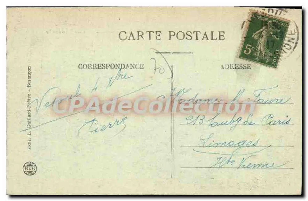 Vesoul — Vista geral — Excursão na Franche-Comté, 1884 - Verso