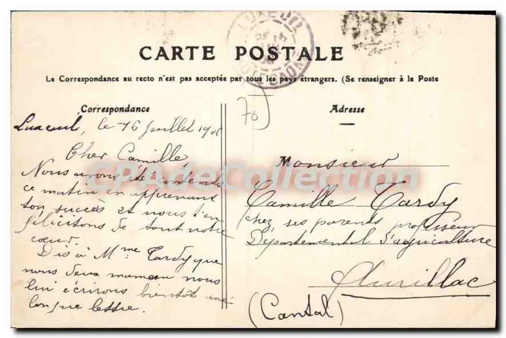 Luxeuil — Lembrete da história da Haute-Saône — editor desconhecido, número de série não visível - Verso