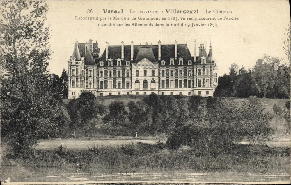 Vesoul - Die Umgebung: Villersexel - Das Schloss — 1883 wiederaufgebaut, 1870 zerstört — R.O.F. - Vorderseite