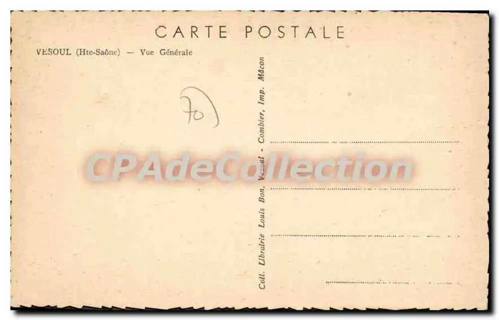 Vesoul (Haute-Saône) — Vista Geral — Livraria Louis Bon, Vesoul - Verso