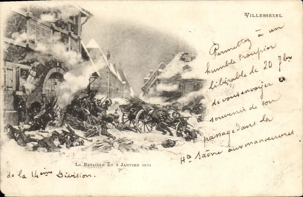 Schlacht vom 9. Januar 1871 — 3. Division — veröffentlicht von LUP. AU. WILCK — Nr. 1082 - Vorderseite
