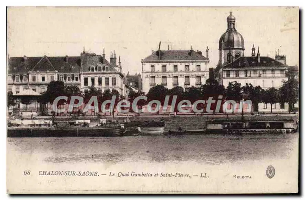 Chalon-sur-Saône — Der Quai Gambetta und Saint-Pierre — Selecta, Nr. 68 - Vorderseite