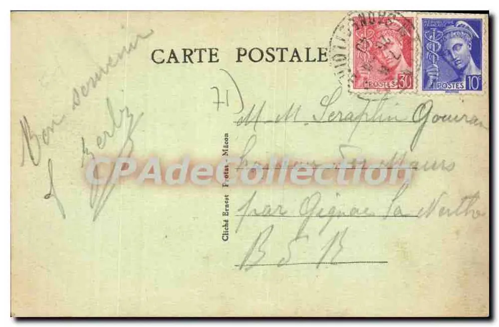 Macon — A Nova Posta construída em 1912 — CPAdeCollection - Verso