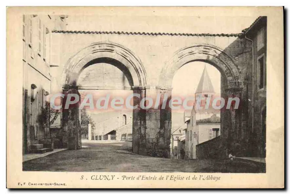 Cluny - Eingang zur Kirche und zum Kloster — E. F. Chalon-sur-Saône, n°8 - Vorderseite