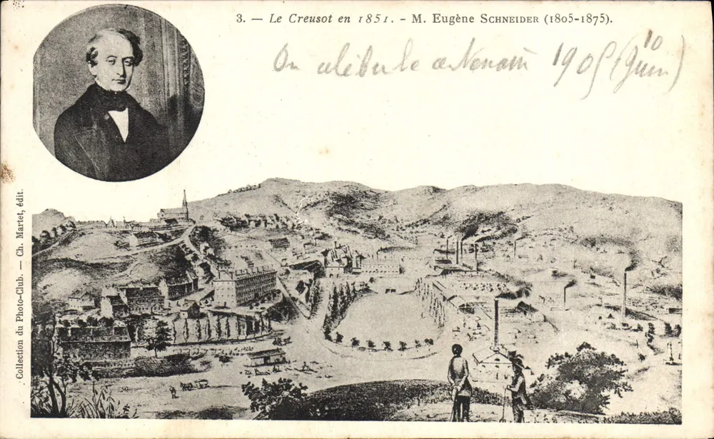 Le Creusot im Jahr 1851 — M. Eugène Schneider (1805-1875) — Ch. Mariet, Verleger - Vorderseite
