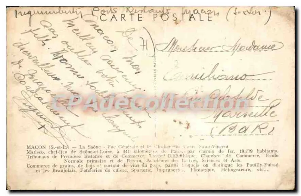 Vista de Mâcon — Saône e Loire — editor C. van - Verso