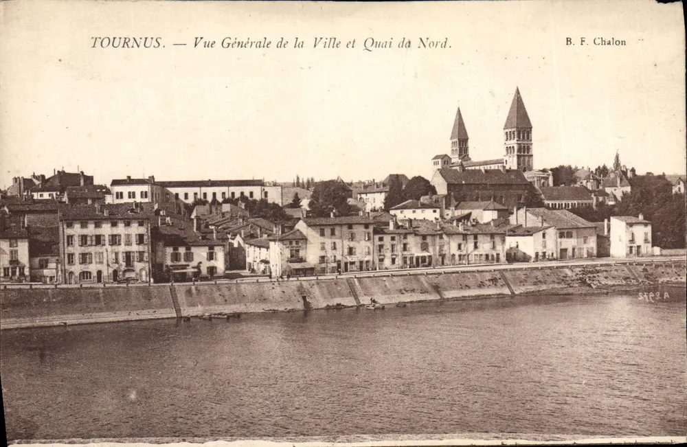 Tournus — Allgemeiner Blick auf die Stadt und den nördlichen Kai — B. F. Chalon - Vorderseite