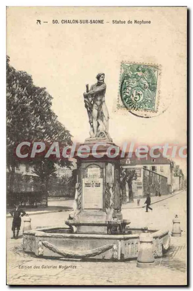 Chalon-sur-Saône — Estátua de Netuno — Edição das Galerias Modernas - Frente