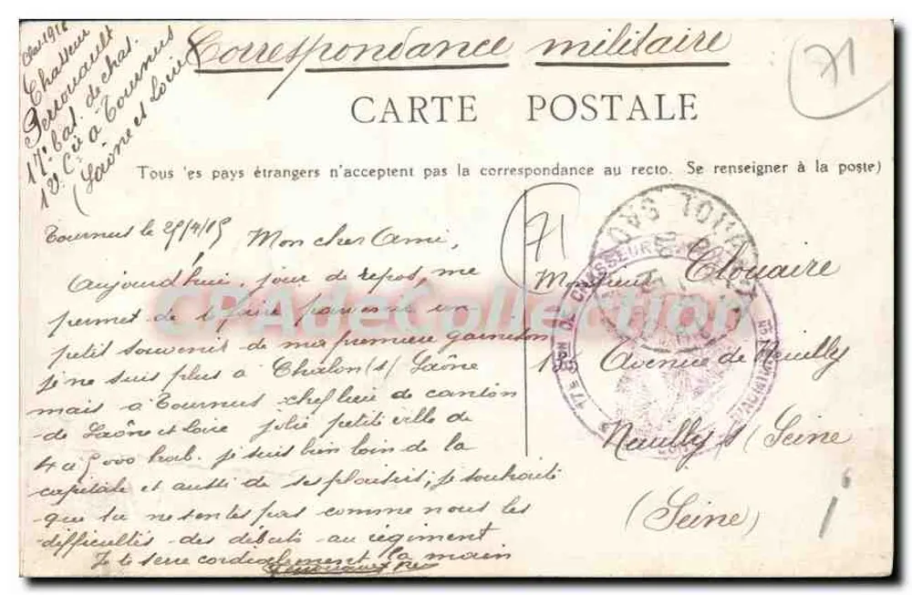 Tournus — Öffentlicher Garten und Monument des Centennaires — Edition Bourgeois, Frères. Chalon-sur-Saône - Rückseite