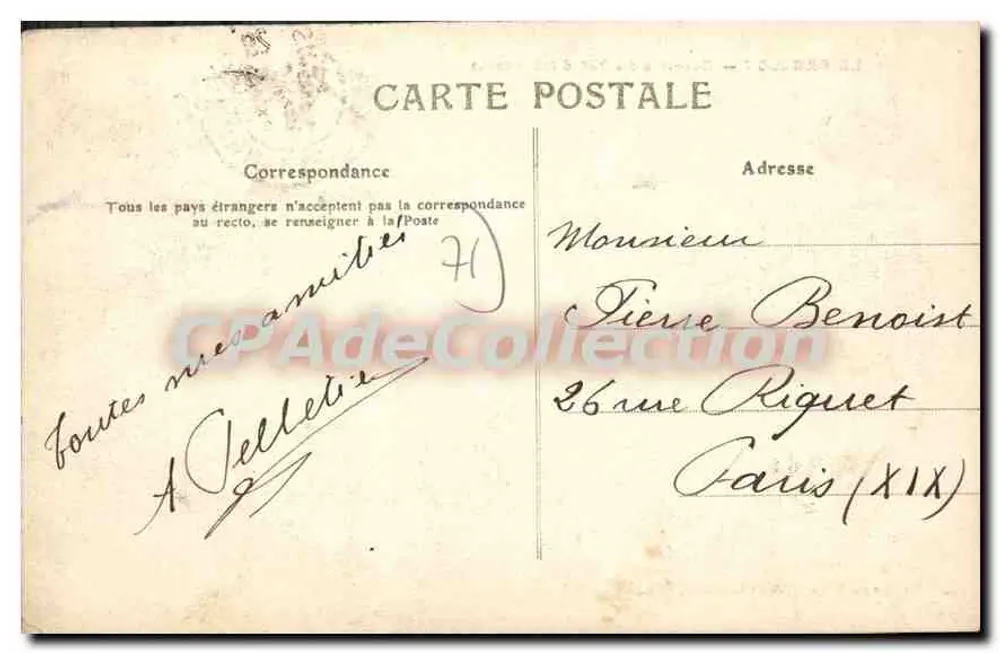 Le Creusot — Quartel do 29º de Infantaria — Editor: Ch. Martel, Le Creusot - Verso