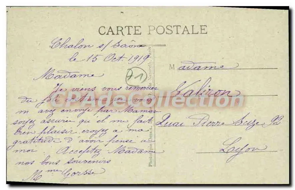 Chalon-sur-Saône — Praça Chabas — Edit P. O. n°74 - Verso
