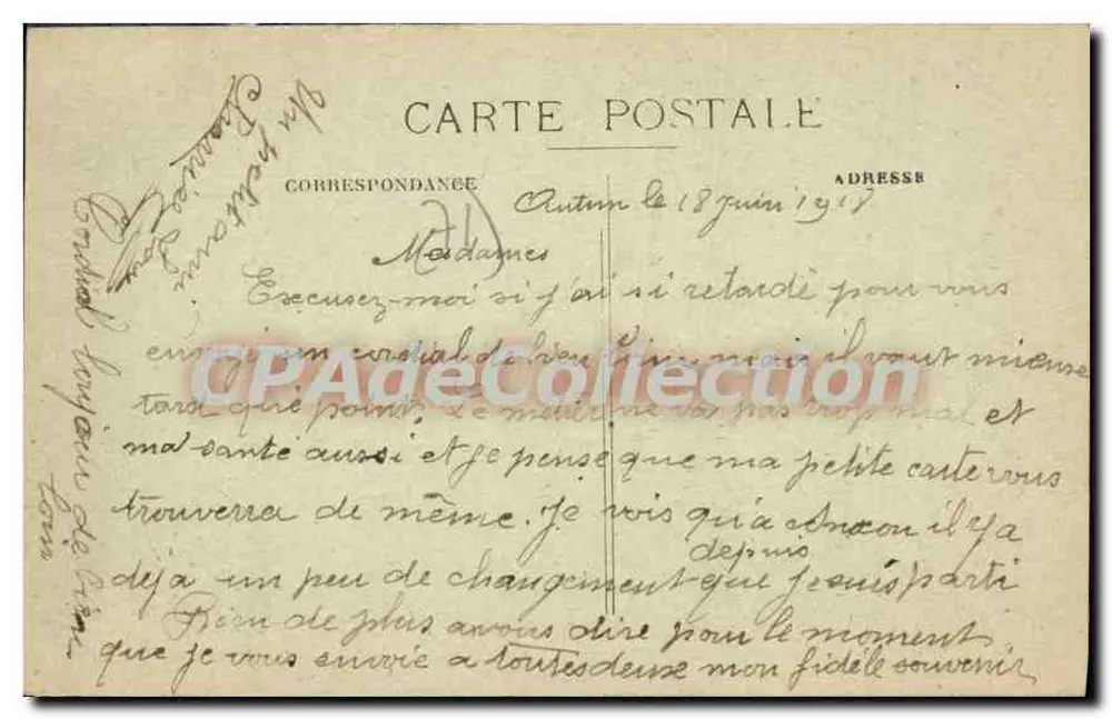 Autun — Theater Hôtel de Ville — Vintage Postcard/Antike Ansichtskarte - Rückseite