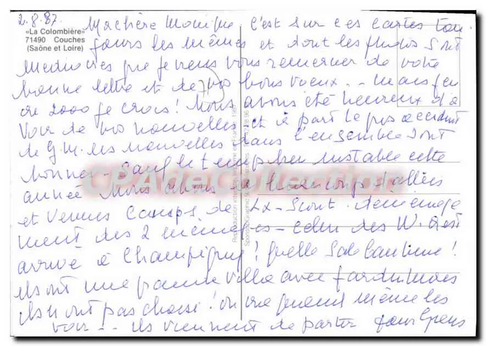 Castelo de La Colombière — Couches (Saône-et-Loire) — editor « La Colombière » - Verso