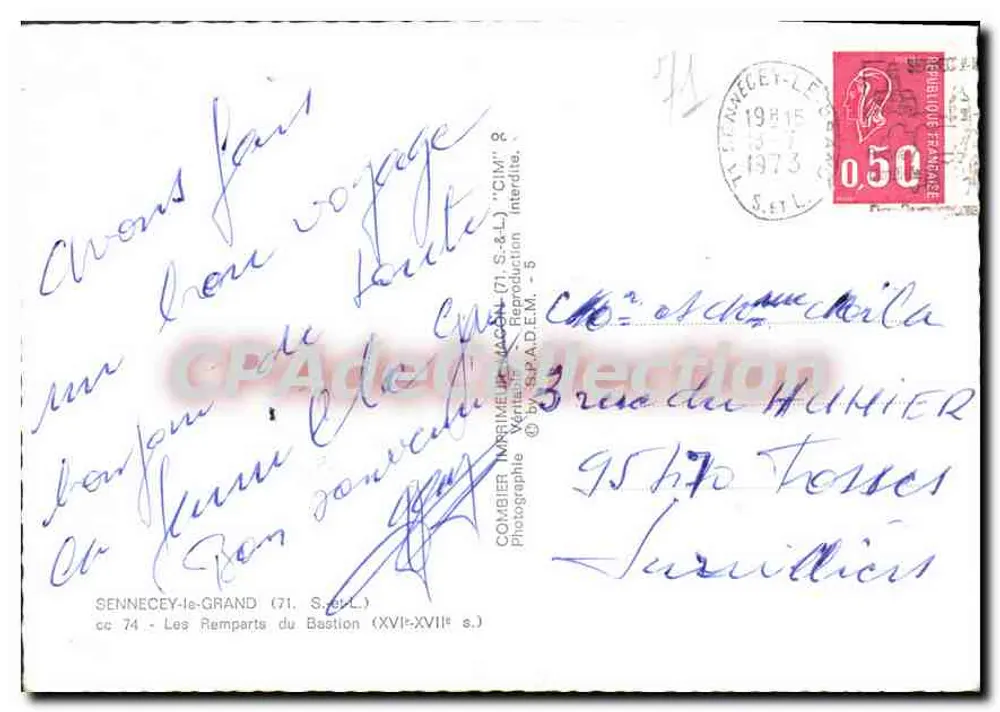 Sennecy-le-Grand — Les Remparts du Bastion (XVIe-XVIIe s.) — COMBIBER NORMAIRE-MACAL (71, S.&L.) - Verso