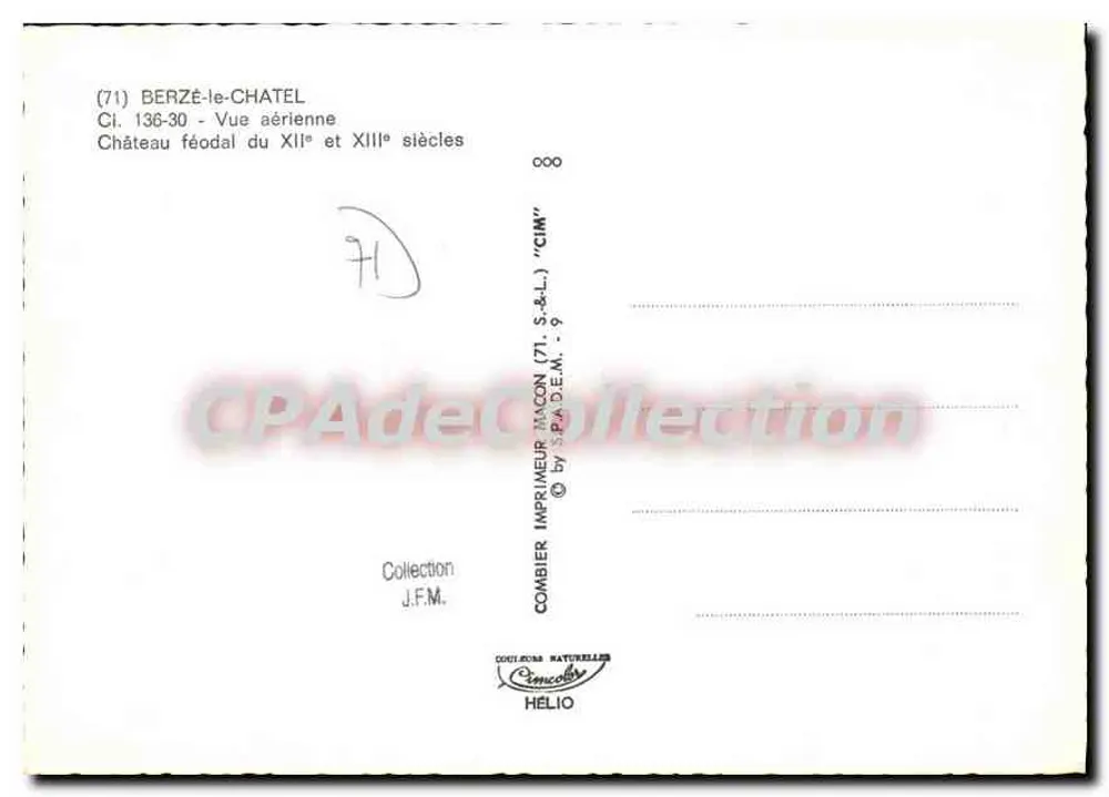 Berzé-le-Châtel — Château féodal — Imprimeur CIM - Verso