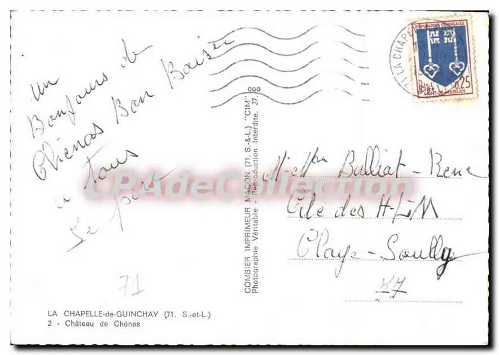 Schloss Chénas — La Chapelle-de-Guinchay (71) — Combiér Imprimeur - Rückseite