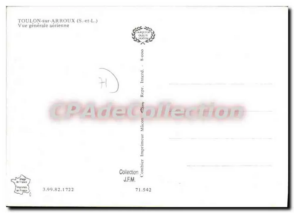 Toulon-sur-Arroux — Vue générale aérienne — Imprimeur Combier - Verso