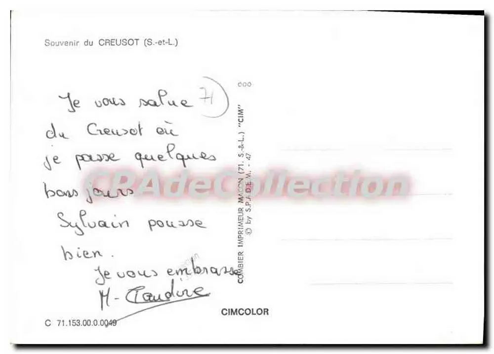 Creusot — Visão geral, ponte, centro, estação, casa dos artes e lazer — S.A.L. (71) - Verso