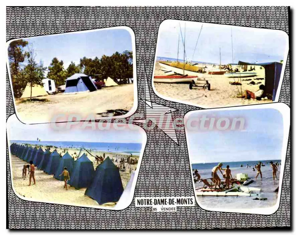 Notre-Dame-de-Monts — praia e campings — Bilhete postal antigo de Collection - Frente