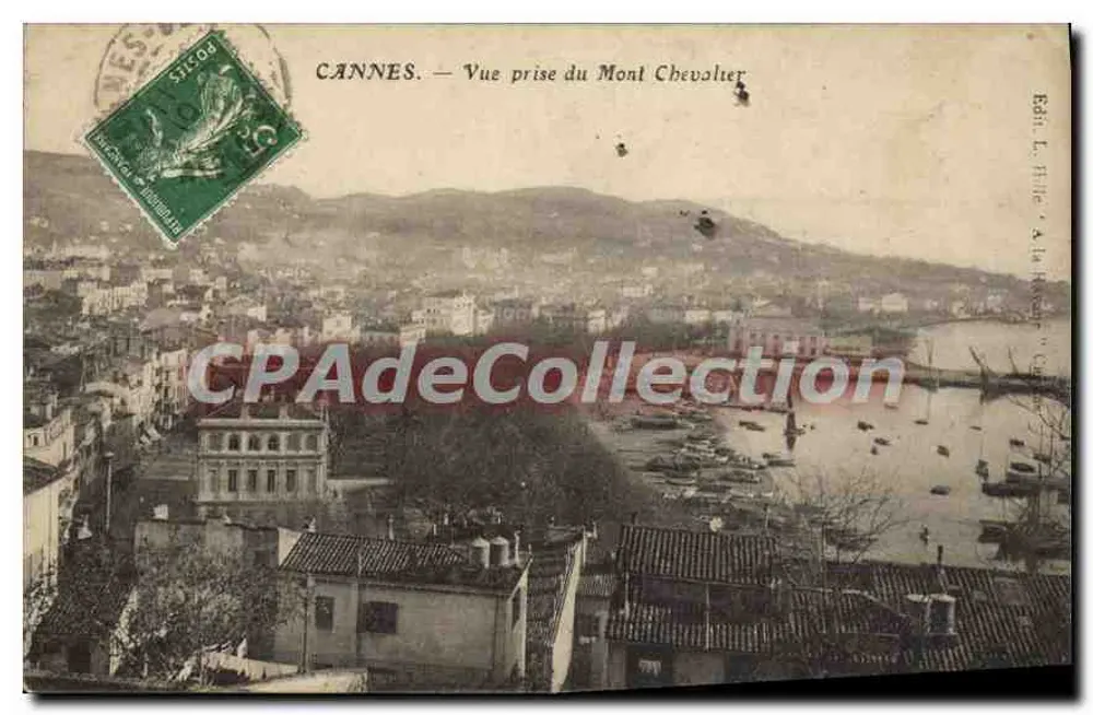 CANNES — Vista tirada do Mont Chevalier — Editor Bath. L. Hille & Cie, La Havane - Frente