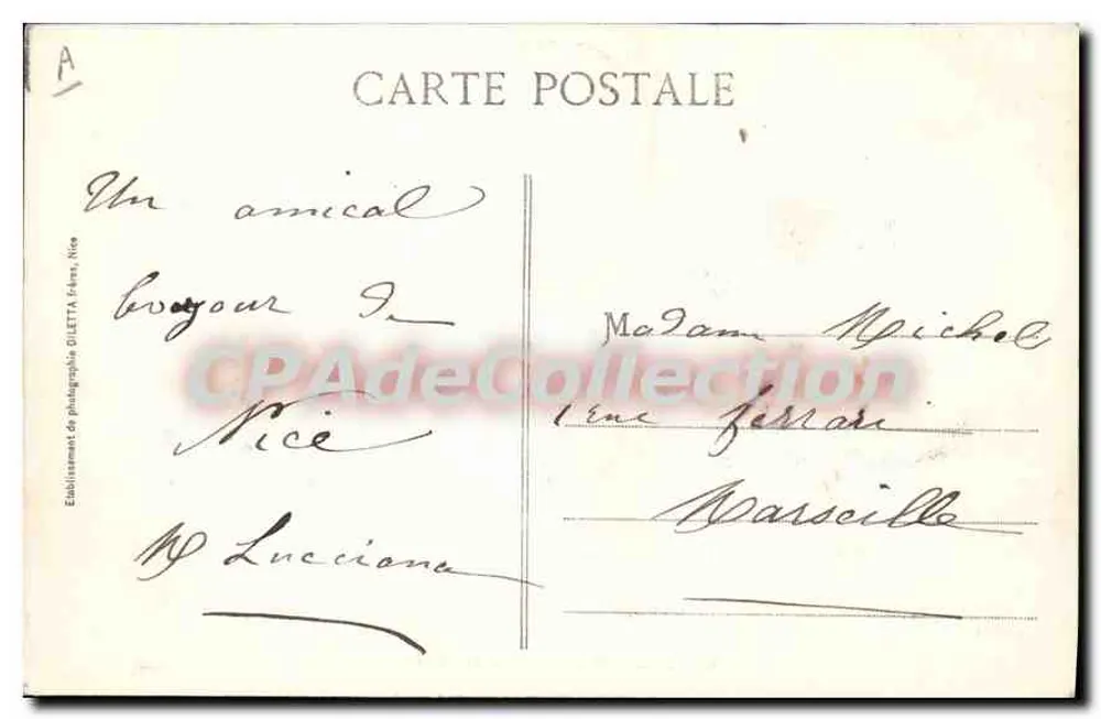 NICE — Avenida da Estação — Édition Gilletta, n° 155 - Verso
