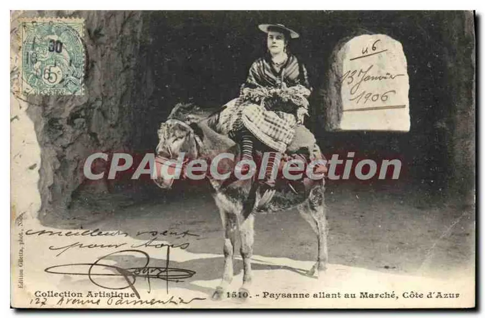 Bäuerin auf dem Weg zum Markt — Côte d'Azur — Giletta-Ausgabe, Nice, Nr. 1510 - Vorderseite