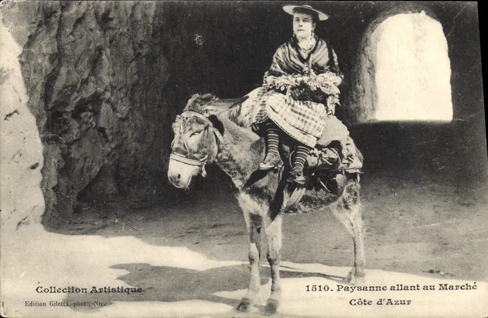 Bäuerin auf dem Weg zum Markt — Côte d'Azur — Edition Gilelta, Foto Nice, Nr. 1510 - Vorderseite