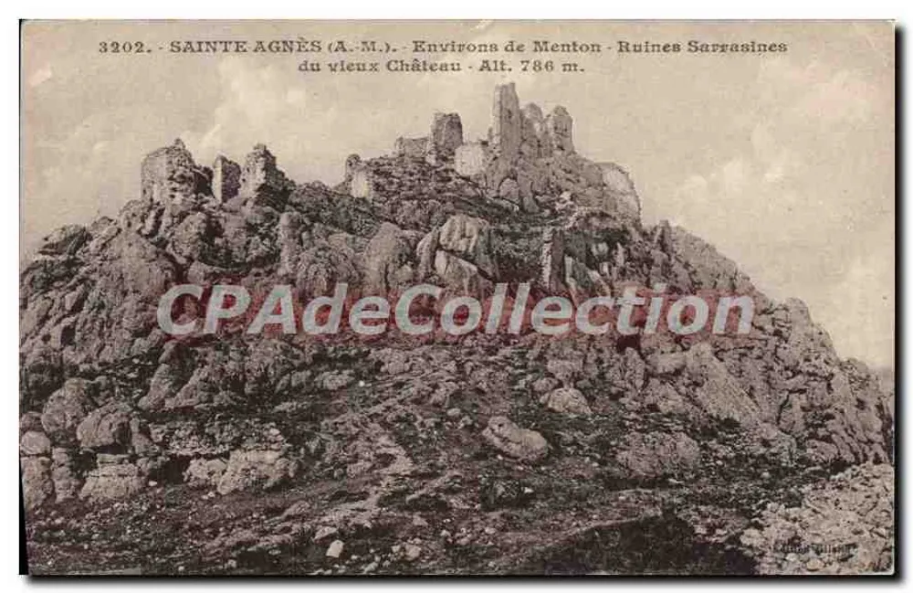 Sainte-Agnès (A.M.) - Umgebung von Menton - Sarazenische Ruinen des alten Schlosses - H. 786 m. - Vorderseite