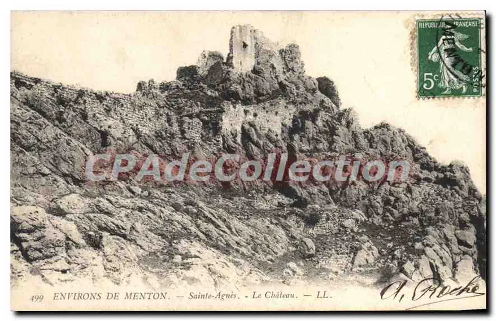Omgeving van Menton — Sainte-Agnès — Het Kasteel — LL. — A. Groche - Voorkant