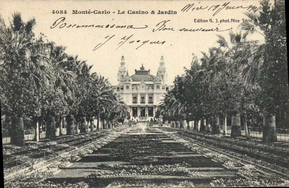 Monte-Carlo - Il Casinò & Giardino — Edizione G. J. fot. Nizza, Serie 8 - Recto