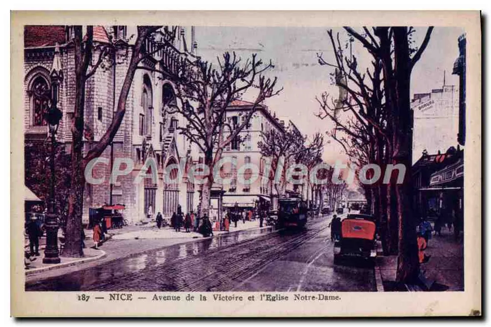 NICE — Avenue de la Victoire und Kirche Notre-Dame — Impr. ADIA, Serie 187 - Vorderseite