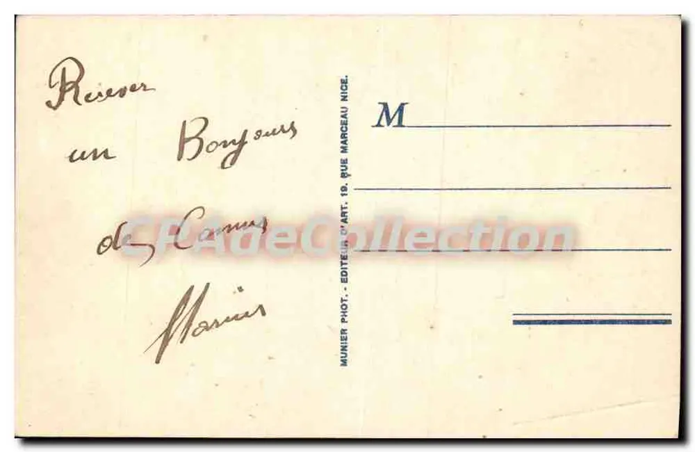 CANNES — Promenade de la Croisette — R. M. n° 527 - Verso