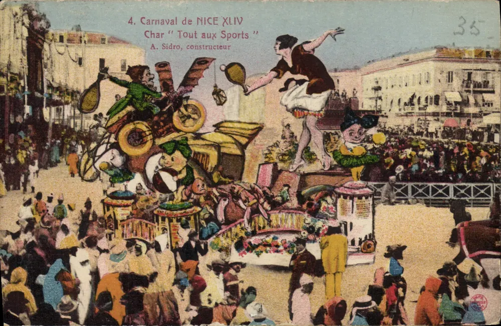 Karneval von NICE XLIV — Wagen "Tout aux Sports" — A. Sidro, Hersteller - Vorderseite