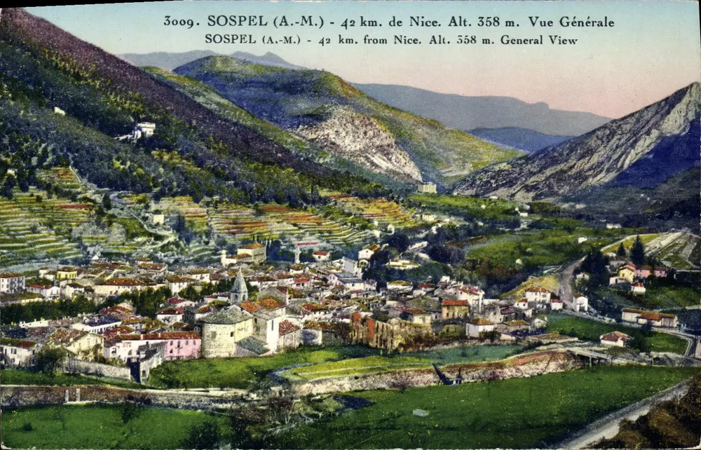Sospel (A.-M.) — Vista Geral — Rostan & Rénéaud, Nice, n° 3009 - Frente