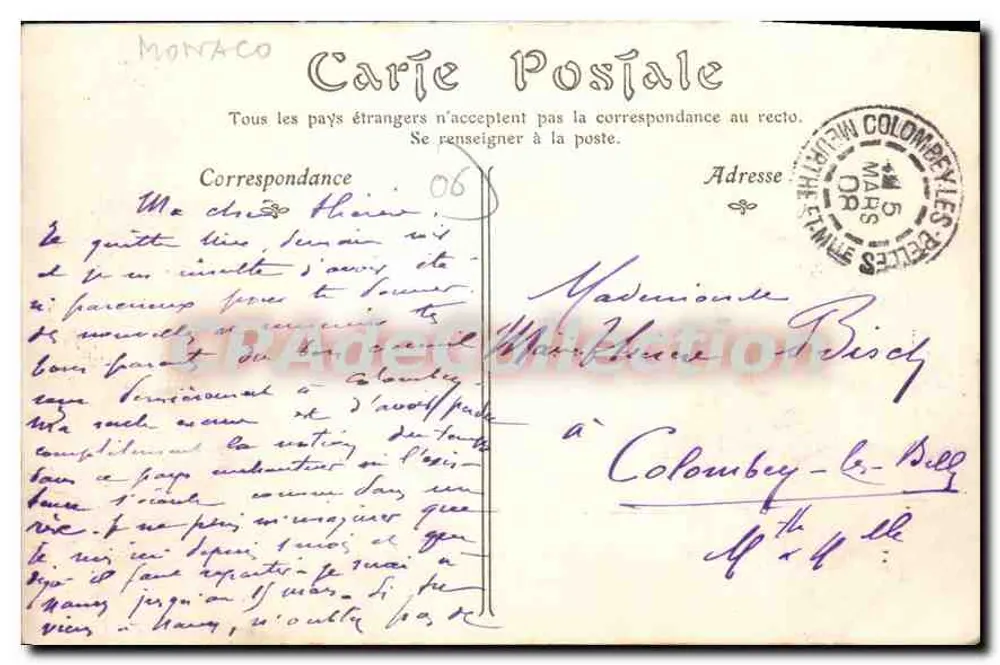Principado de MONACO — Vista geral — editor desconhecido, n° 510 - Verso