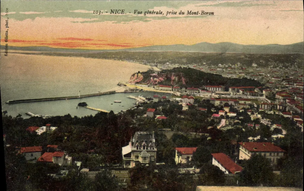 Niza - Vista general, tomada desde el Monte Boron — Edición Giletta, Niza, n° 103 - Anverso