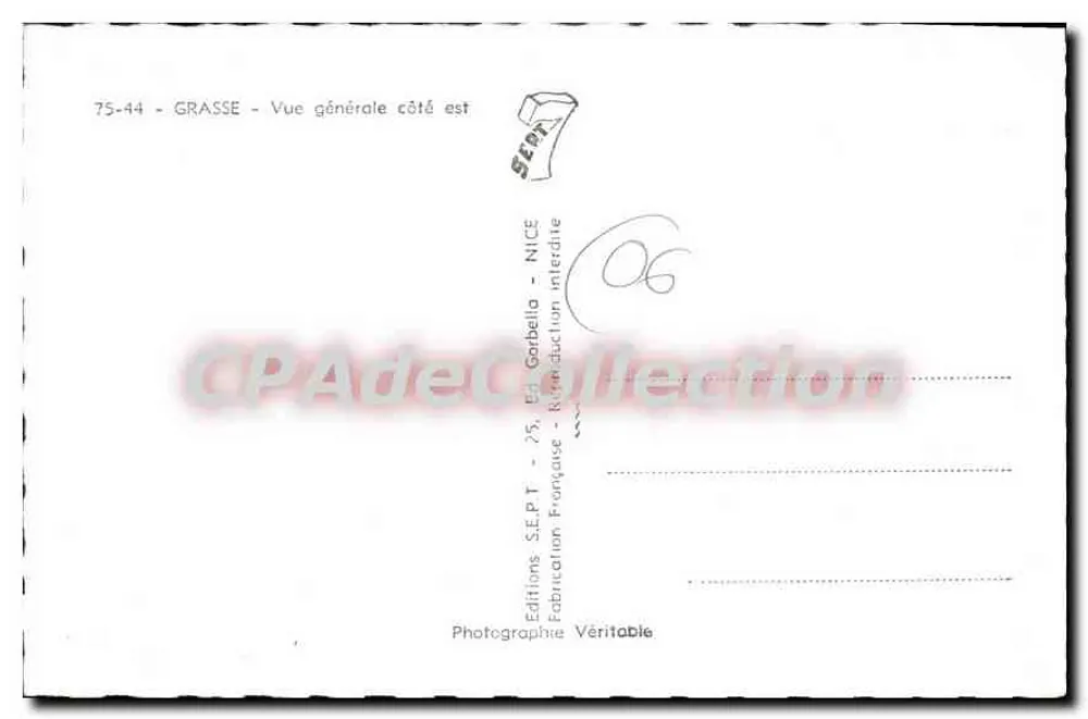 Grasse — Visão geral do lado leste — Edições S.E.P.T. - 75-44 - Verso