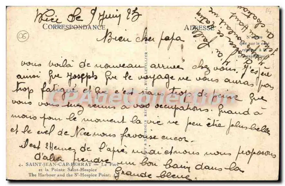 Der Hafen und die Spitze Saint-Hospice — Saint-Jean-Cap-Ferrat — Verlag J. H. & N. Néret - Rückseite