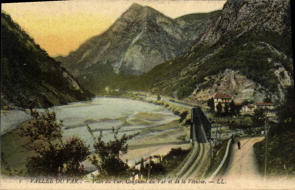 Tal des Var — Karte des Var. Zusammenfluss des Var und der Vésubie — LL. - Vorderseite