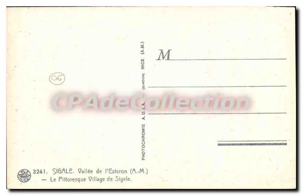 Sigale — pittoreskes Dorf im Tal der Esteron — A.D.A. (Nice) - Rückseite