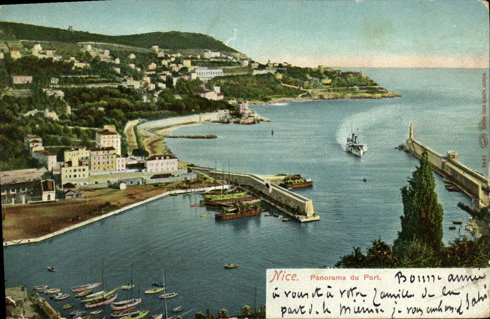 Nice - Panorama des Hafens — Verleger BERNON LOUIS BUCKER, Nummer 7987 - Vorderseite