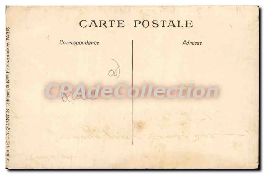 Carta postal geográfica — Alpes-Maritimes, Mônaco, Nice — Editor A. Quantin, Paris - Verso